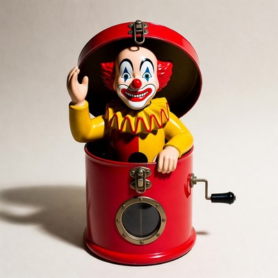 Jack-in-the-box clown popping out