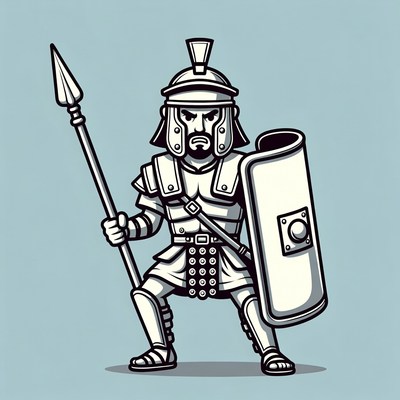 Chibi Roman Soldier with Spear and Shield