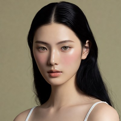 Asian woman with long black hair