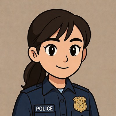 Asian female police officer illustration