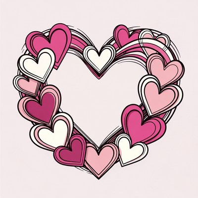 Pink Heart Wreath Illustration