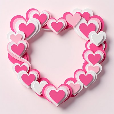 Pink and White Layered Heart Frame