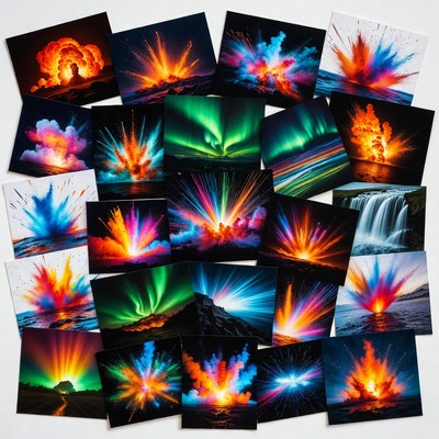 Vibrant Color Explosions and Nature Scenes