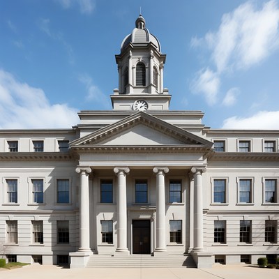 Classical Courthouse with Clock Tower
