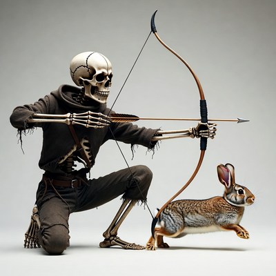 Skeleton archer aiming with bunny