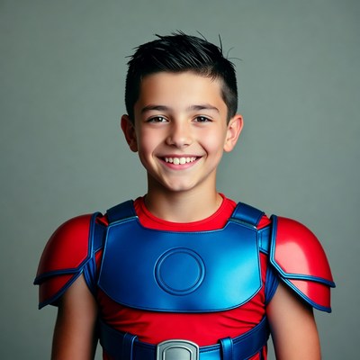 Boy in Iron Man costume