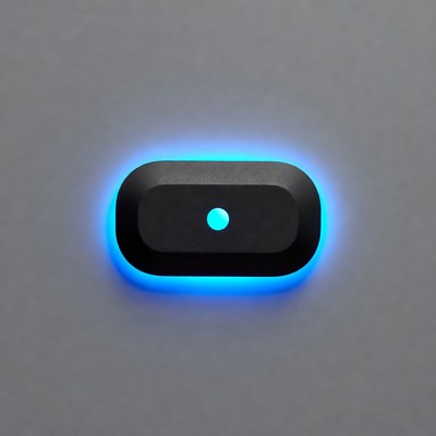 Black keycap with blue LED glow