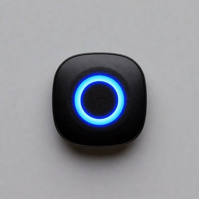 Black Smart Speaker with Blue Ring Light