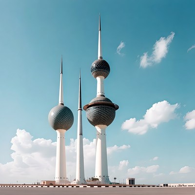 Kuwait Towers against blue sky