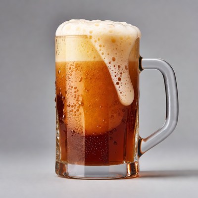 Frothy Beer Mug with Condensation