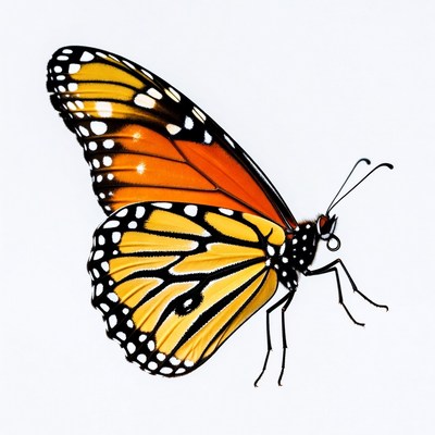 Monarch butterfly on white background