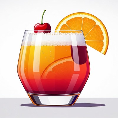 Cocktail with Cherry and Orange Slice