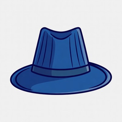 Blue fedora hat illustration