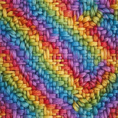 Colorful Rainbow Knitted Fabric Texture