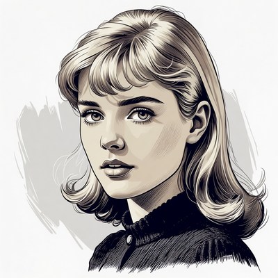 Blonde woman portrait illustration
