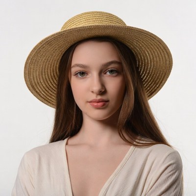Woman wearing straw hat
