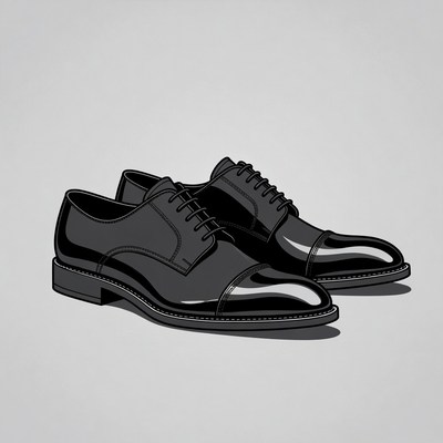 Black polished dress shoes illustration