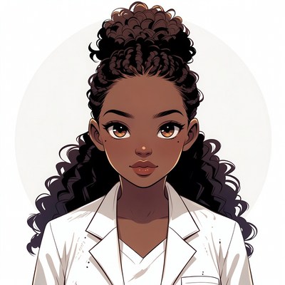 African-American woman in white lab coat