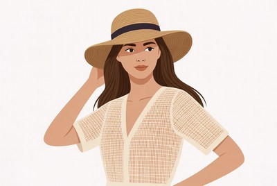Woman wearing straw hat