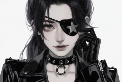 Anime girl with eyepatch and leather jacket