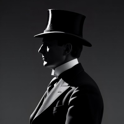 Man in Tuxedo and Top Hat Silhouette
