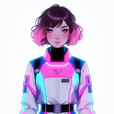 Anime girl in neon cyberpunk jacket