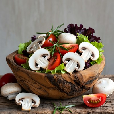 Fresh Mushroom Tomato Salad Bowl