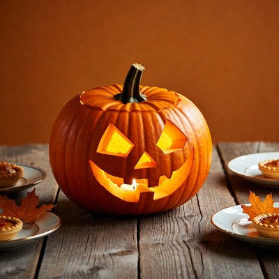Jack-o'-lantern with pumpkin tarts