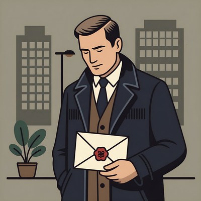 Man holding letter in city street