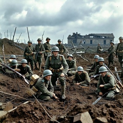 World War I Soldiers in Trenches