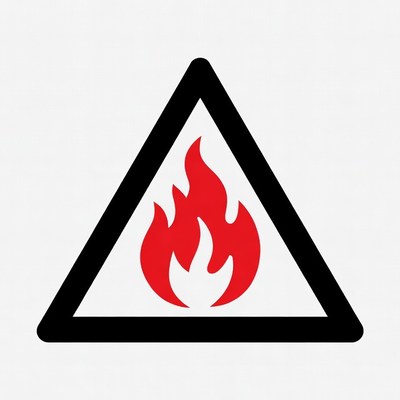 Red Flame Fire Hazard Warning Sign