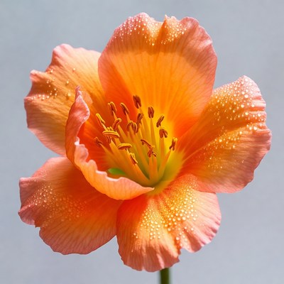 Orange Daylily Flower with Dew Drops