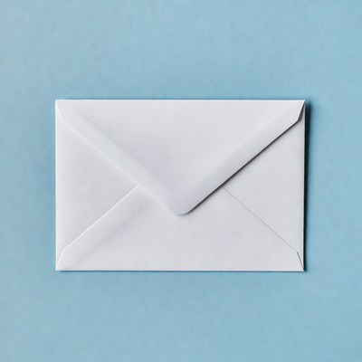 White envelope on blue background