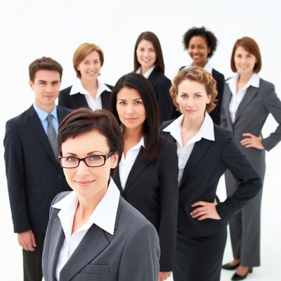 Diverse business team standing together