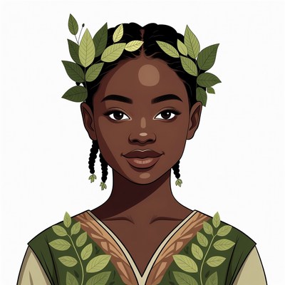 African-American girl with laurel wreath