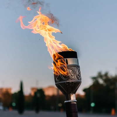 Flaming Torch at Dusk