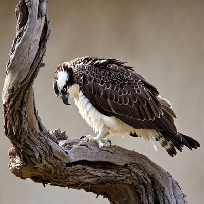 Osprey perched on tree branch