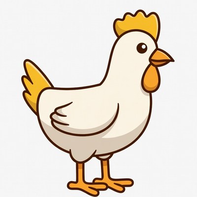Cartoon white rooster standing