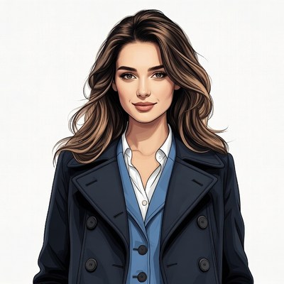 Woman in black coat and white shirt