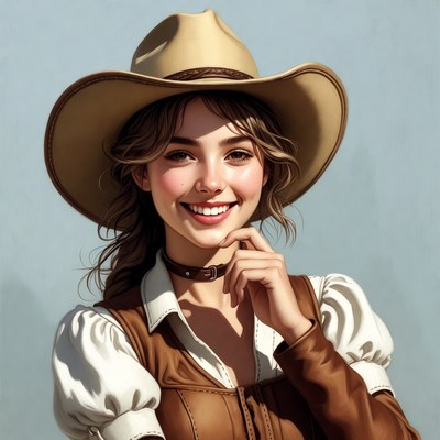 Smiling woman in cowboy hat