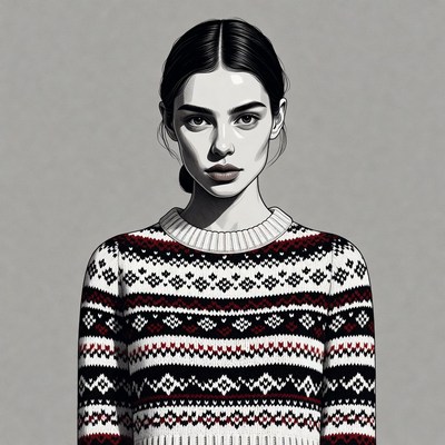 Woman in patterned sweater portrait