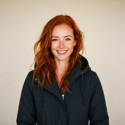 Smiling woman with red hair