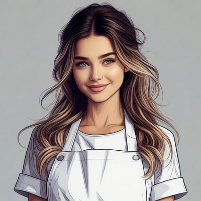 Beautiful woman in white apron
