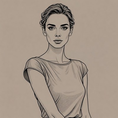 Beautiful woman in beige top portrait