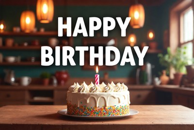 Happy Birthday Cake with Candle
