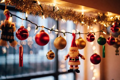 Christmas Garland with Santa Ornaments