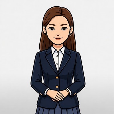 Asian woman in navy school uniform
