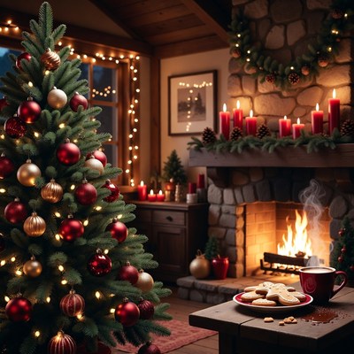 Cozy Christmas Living Room with Tree