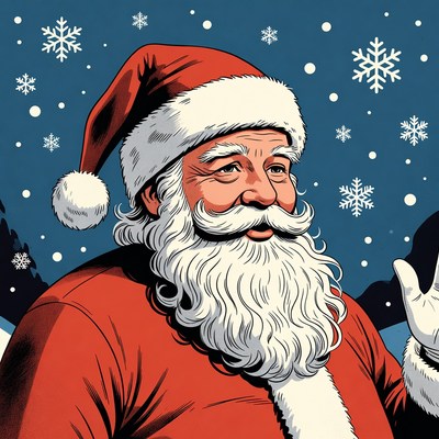 Smiling Santa Claus in Snow