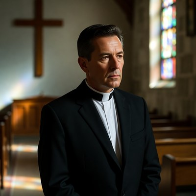 Priest standing in church